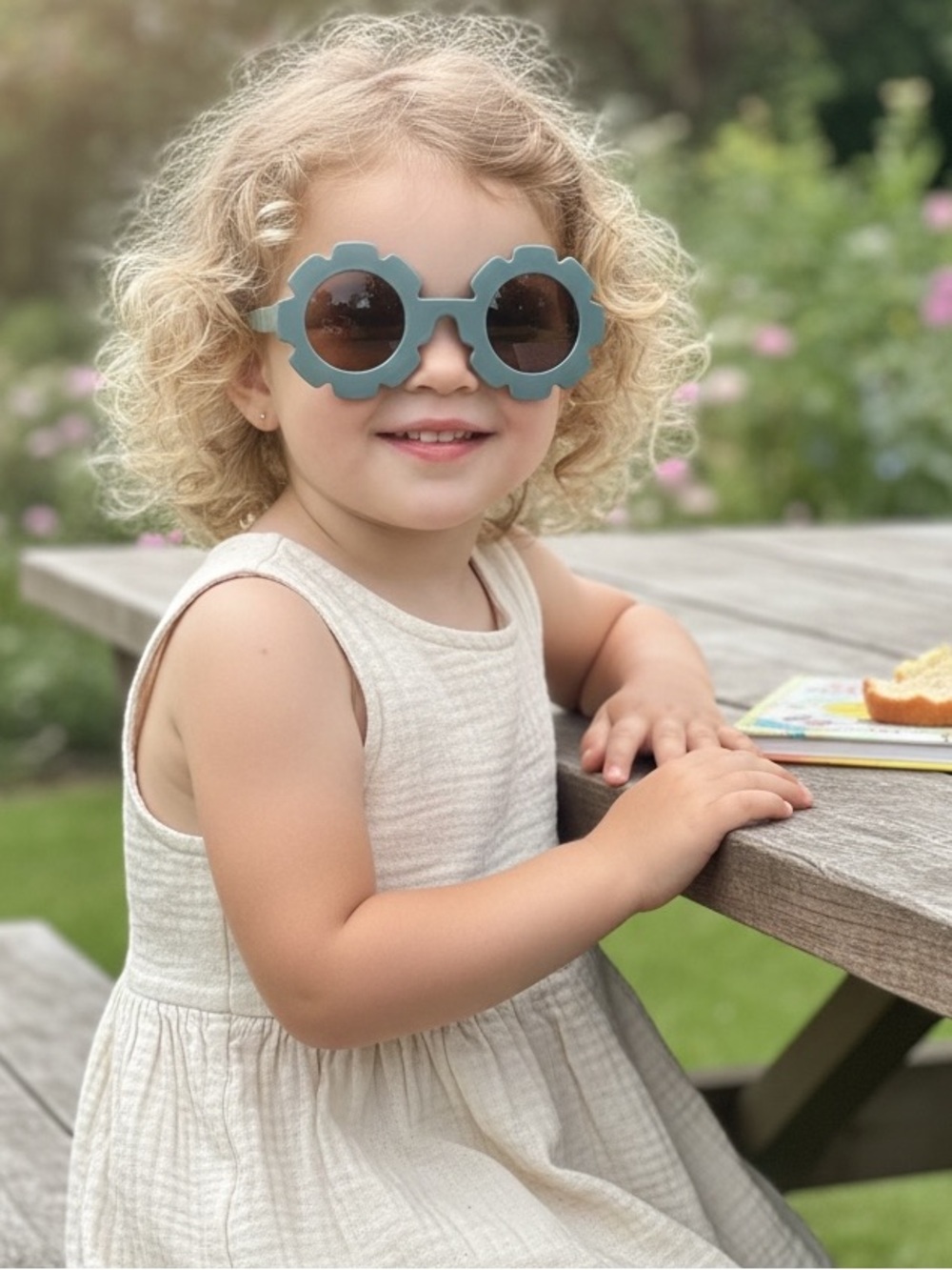 Matte Kids Flower Sunnies In Blue